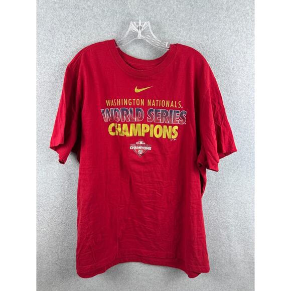 Nike‎ Washington Nationals World Series Champion Shirt Size XXL Red Short Sleeve - Picture 1 of 8